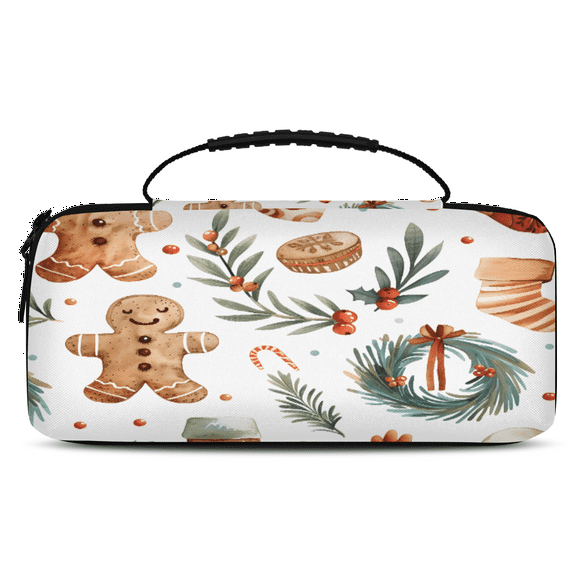 Herdesigns Christmas Gingerbread Wreaths Carrying Case for Nintendo Switch 2 with 20 Game Card Slots, Portable Travel Carry Case for Accessories and Console