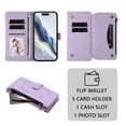 thumbnail image 5 of ELEHOLD Wallet Case For Samsung Galaxy S25,  Butterfly Flower Pattern Leather Flip Kickstand Card Holder Zipper Pocket Magnetic Closure Wallet Cover With Crossbody Strap+Lanyard  ,Purple, 5 of 12