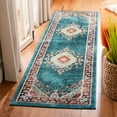 thumbnail image 4 of SAFAVIEH Madison Sonam Floral Bordered Runner Rug, Navy/Turquoise, 2'3" x 8', 4 of 11