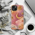 thumbnail image 6 of Celestial Moon and Stars Phone Case, Pink and Gold Rainbow Clouds iPhone Cover, Boho Cosmic Artistic Protective Case for iPhone 16 15 14 13 12 11 Plus Pro Max Mini, 6 of 6