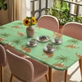 thumbnail image 3 of Desert Camels Table Cloths for 3 Foot Rectangle Tables, Tropical Date Palm Trees Animal Green Patio Waterproof Elastic Fitted Tablecloths, Washable Rectangular Table Cover for Camping, 3 of 8