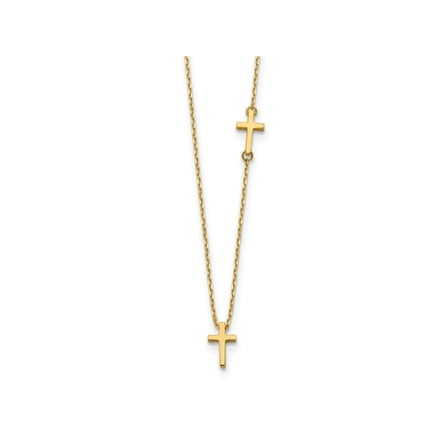 FJC Finejewelers 14 kt Yellow Gold Sideways Cross and Cross Pendant Necklace 18 Inches x 5 mm