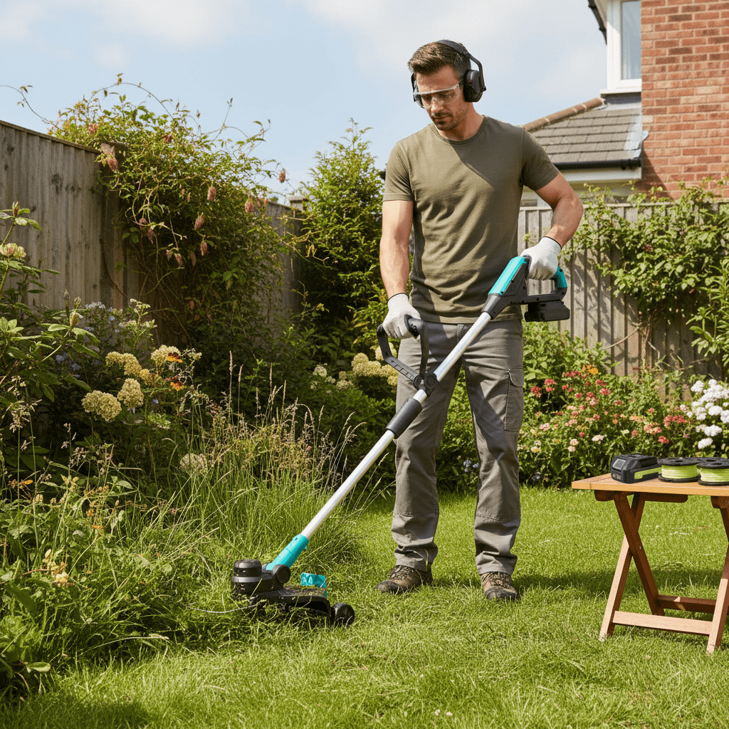 Garvee 20V Cordless String Trimmer 12" Cutting Swath 2-in-1 Electric Weed Wacker & Lawn Edger with 2 Batteries Fast Charger & Auto-Feed