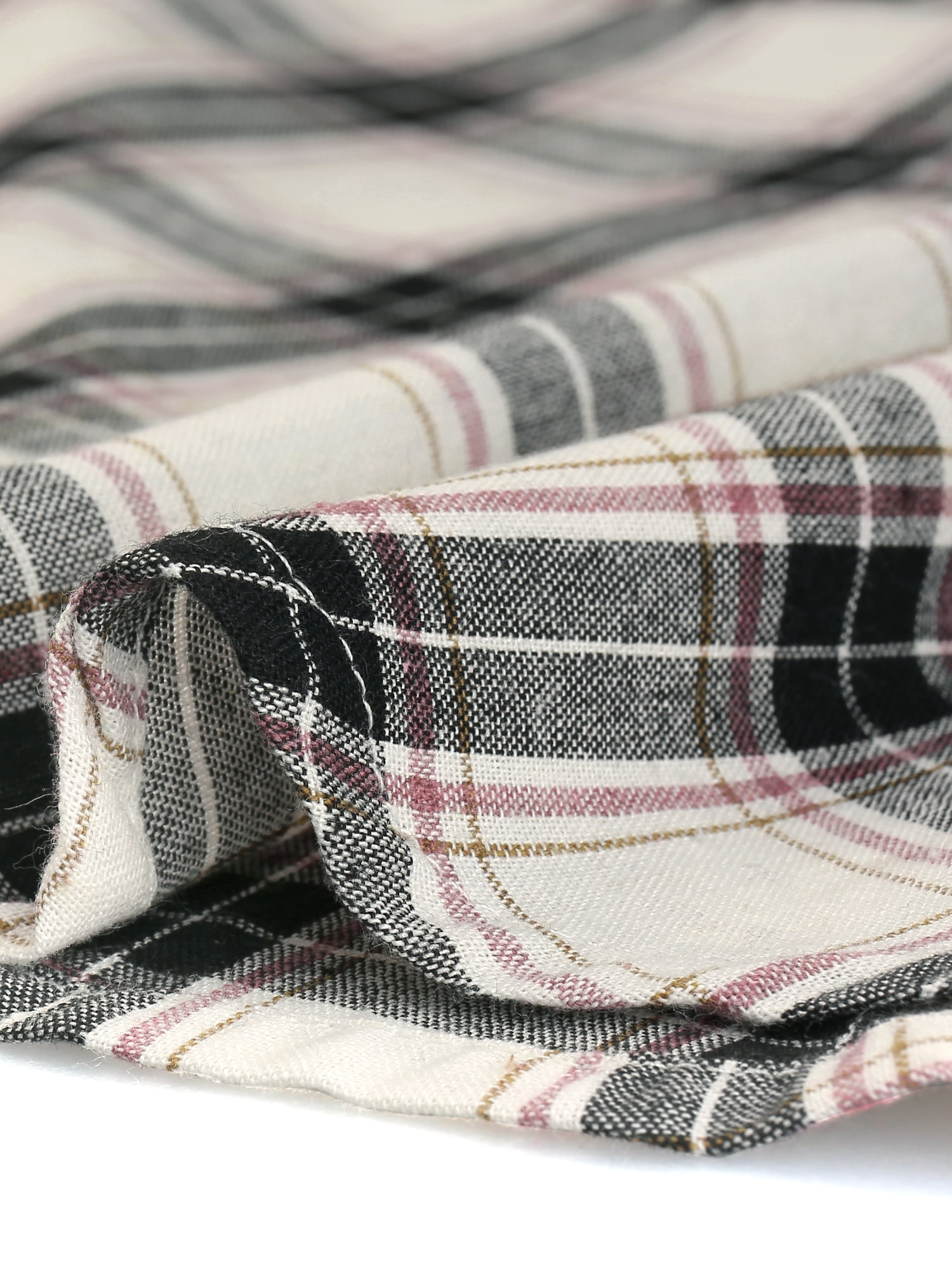 DARING DIVA Women's Casual Boyfriend Plaid Button Down Flannel Shirt L White Black