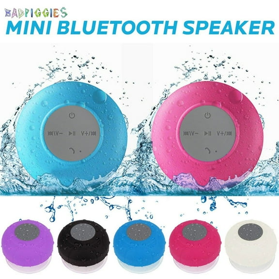 BadPiggies Mini Portable Bluetooth 4.0 Sound Box Hands-free Wireless Waterproof Music Speaker Subwoofer for Bath Shower Beach (Rose Red)