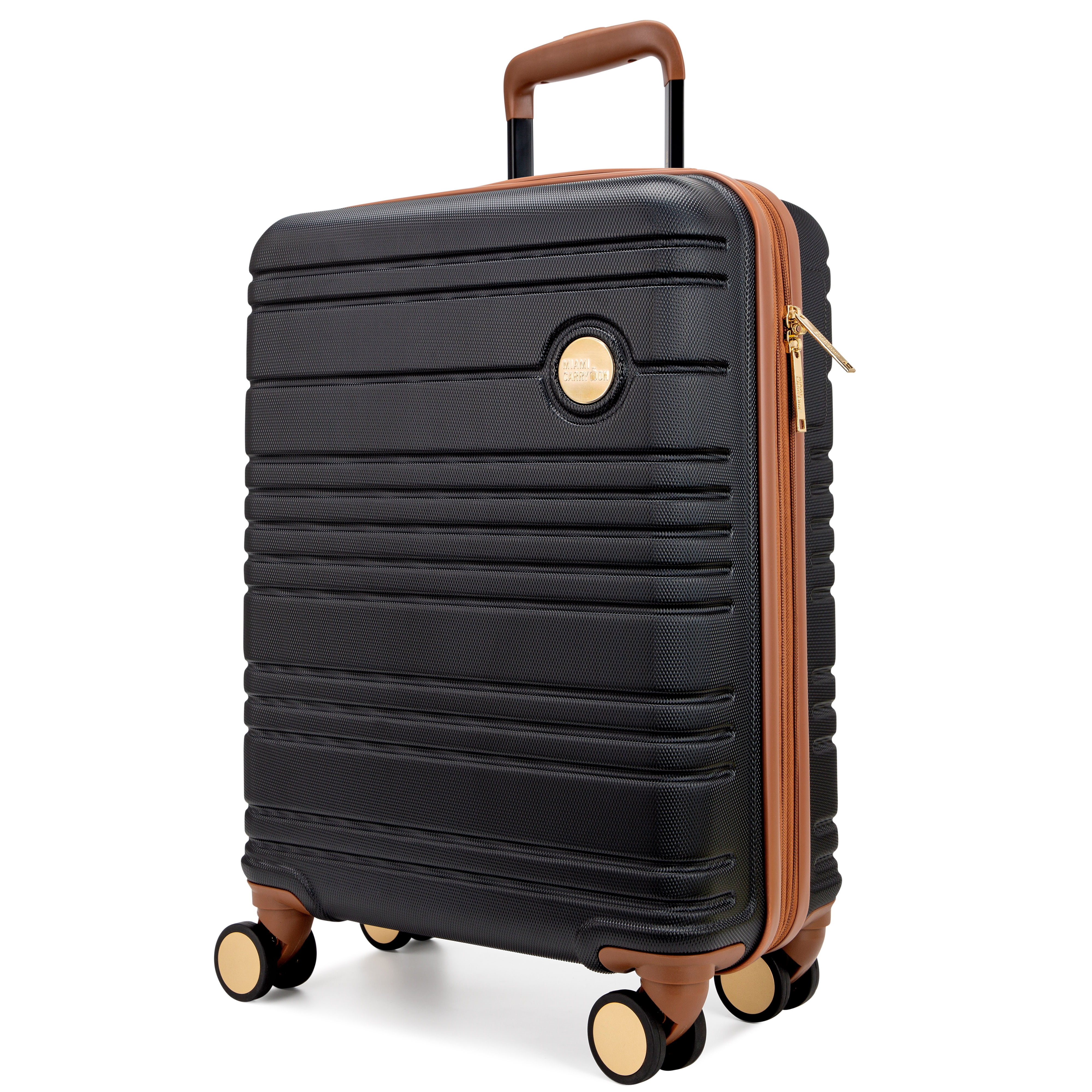 Miami Carry On Brickell Unisex 3 Piece Expandable Retro Hardside Luggage Set, Black