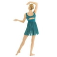 thumbnail image 3 of TSSOE Women’s Chiffon Lyrical Contemporary Dance Dress V-neck High Low Ballet Dance Leotard Costume Green 3XL, 3 of 6
