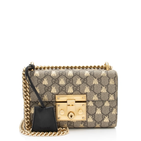 Pre-Owned Gucci GG Supreme Bee Padlock Small Shoulder Bag
