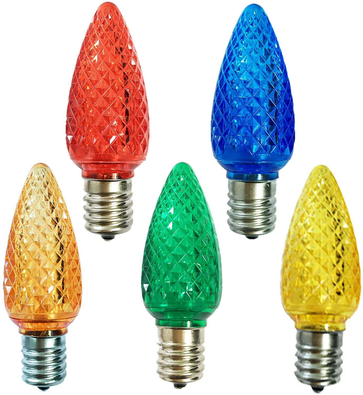 CSA Listed 25 Pack C9 Led Replacement Bulb,SMD Led C9 Facted Bulb,Multi Color 