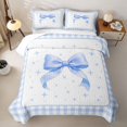 thumbnail image 2 of Manfei Blue Cartoon Bow Twin Quilt Set for Girls, Cute Ribbon Bow Twin Coverlet Set, 2 of 7