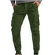 thumbnail image 2 of Pantalones largos para hombre, informales, lisos, con bolsillo, cintura elástica, para exteriores, con cordón ajustable, para trabajo, 2 of 7