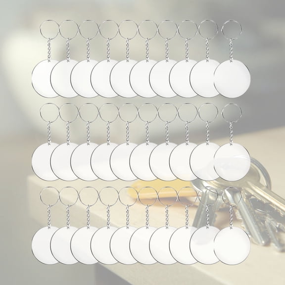 LABSERRON 36Pcs Clear Acrylic Circle Discs Keychain Blanks for DIY Craft Projects Round Pendant 15x5x1cm