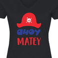 thumbnail image 4 of Inktastic Ahoy Matey, Pirate Hat, Skull and Bones - Red Blue Women's V-Neck T-Shirt, 4 of 5
