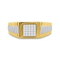 thumbnail image 2 of Solid 14K Two Tone Yellow Gold Princess Cut Real Natural Diamond Mens Ribbed Cluster Anniversary Ring 1/4 Carat - Size - 10 ( .25 Cttw ), 2 of 5