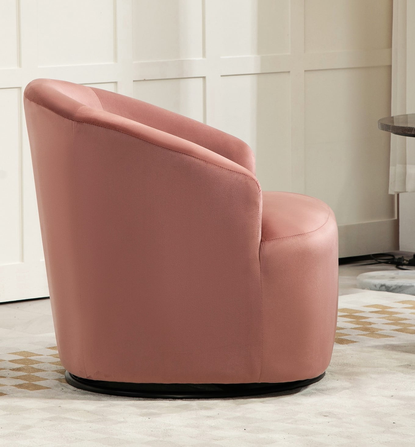 US Pride Furniture Accent Chair with Barrel-shaped Design and 360 Degree Swivel Feature Rosa