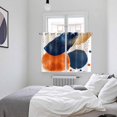 thumbnail image 4 of Navy Blue Burnt Orange Kitchen Curtains 72 Inch Length, Artwork Geometric Contemporary Grommet Top Bedroom Living Room Curtains, Light Filtering Cafe Curtain Drapes 2 Panels Set 104''x72'', 4 of 9