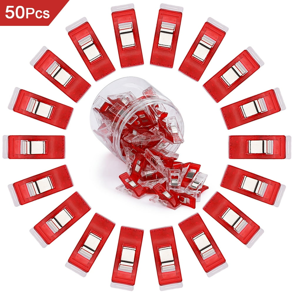 NOGIS Multipurpose Sewing Clips 50 Pcs Premium Quilting Clips Red Fabric Clips for Sewing