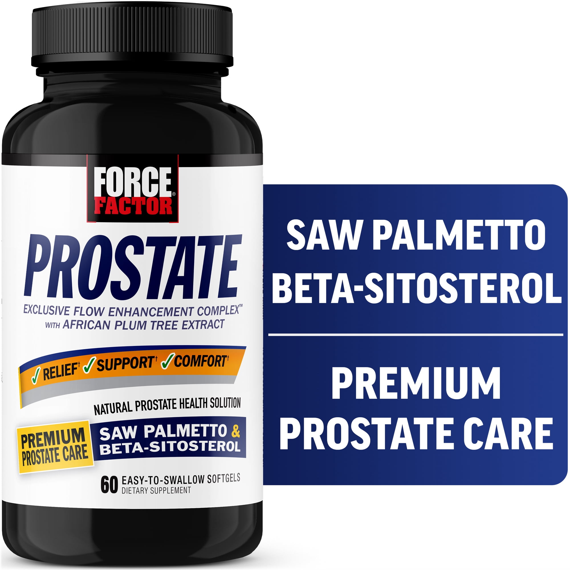 Force Factor Prostate Supplement for Men with Saw Palmetto, Beta Sitosterol & Pygeum for Bladder & Urinary Health, 60 Softgels