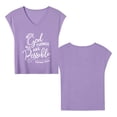 thumbnail image 5 of With God All Things Are Possible Womens T Shirts, Short Sleeve V-Neck Shirts Cute Fit Summer Casual Tee Tops Dopamine Color Purple 3XL, 5 of 5