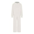 thumbnail image 5 of Kmdttou Women Pullover Hoodie Pockets for Women' Fall And Winter Casual Solid Color Fashionable Hooded Top And Wide Leg Drawstring Pants Set Suit on Clearance!, 5 of 7