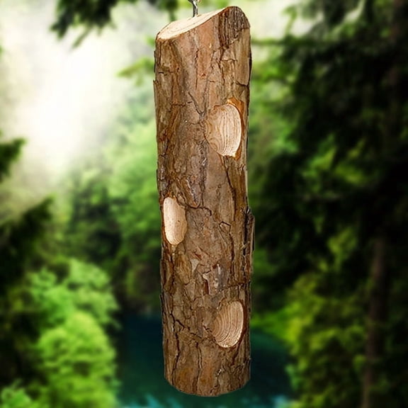 Prime Retreat Cedar Suet Log Feeder Hanging Bird Feeder with 3 Suet Plug Holes, Natural Wood Bird Feeder for Wild Birds, Outdoor Hanging Feeder for Woodpeckers Chickadees