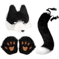 thumbnail image 2 of Jiibva 3sets Furry Fox Wolf Set (9Pcs) with Mask Tail Paw Gloves for Anime Fancy Dress Accessories Halloween Christmas, 2 of 8