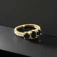 thumbnail image 3 of Gem Stone King 1.77 Ct Oval Black Onyx 18K Yellow Gold Plated Silver Moissanite Ring (Size 8), 3 of 4