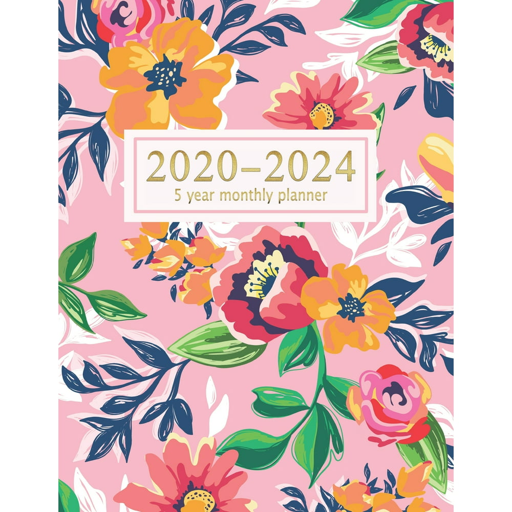 2020-2024 5 Planner Flower Watercolor: 5 year monthly planner 2020-2024