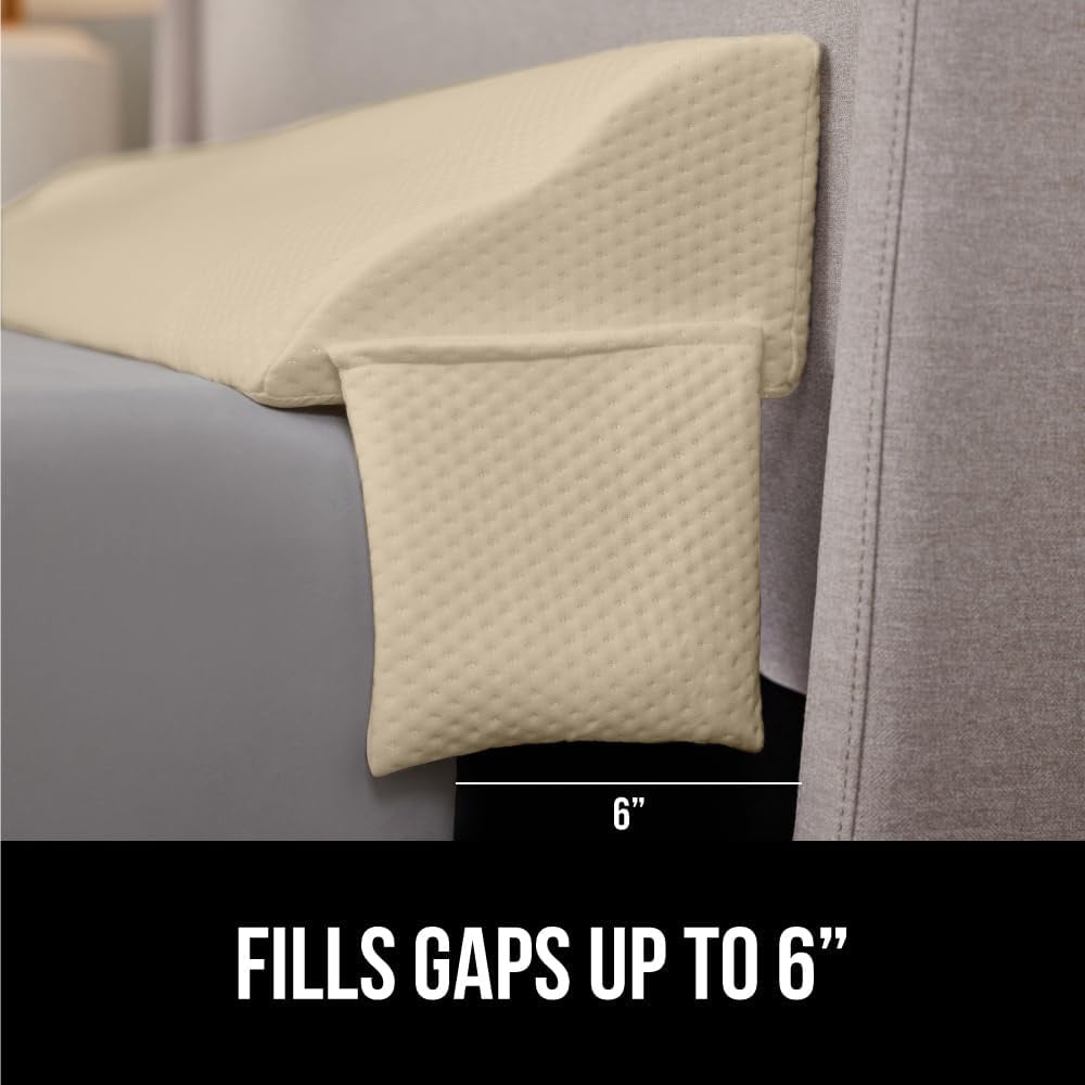 High Density Foam Bed Wedge Pillow for Headboard Gap, Mattress Gap Filler with Gripping Dots for Support, King Size White