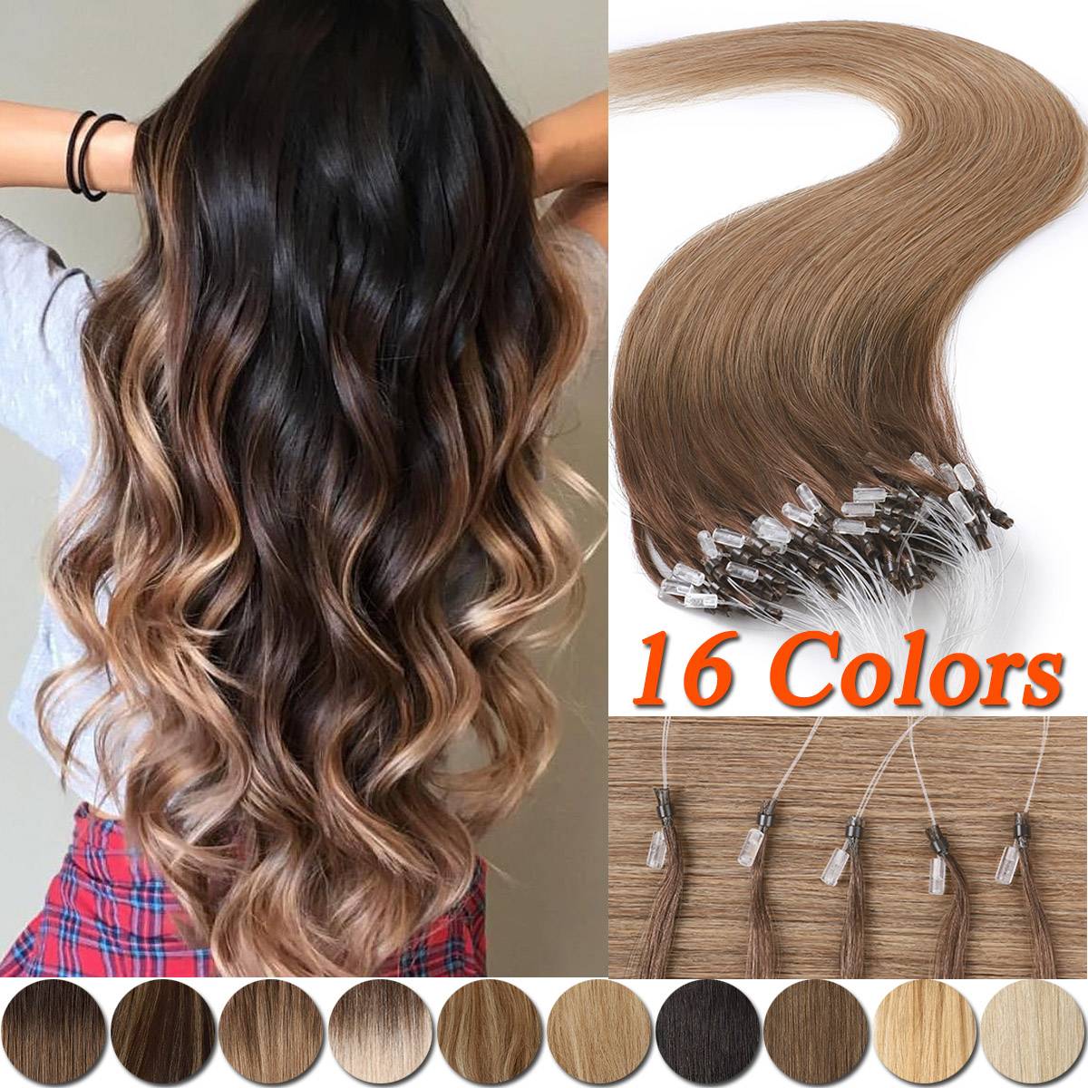 SEGO Micro Loop Thick Human Hair Extensions 100 Strands Invisible Micro