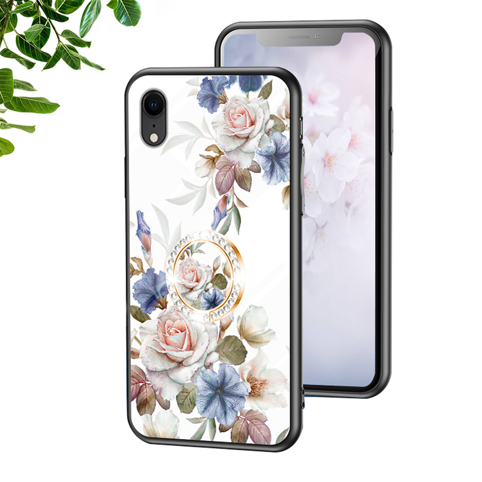 Compatible with iPhone XR Case with Stand Diamond Glitter Ring