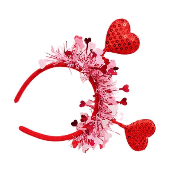 Yokua Heart Shape Hairband Vintage Headband with Tinsel for Woman Valentines Party