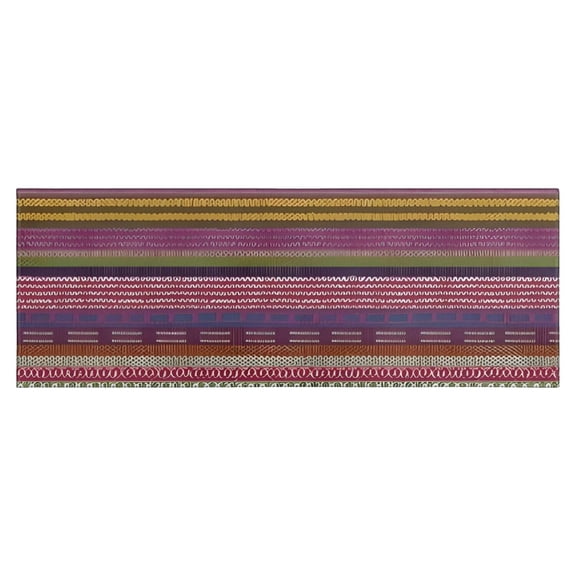 Purple Boho Tribal Stripes and Hearts Pattern Kitchen Rug Mat,Kitchen Runner Rugs Non Skid Washable,Decorative Kitchen Floor Mats for Kitchen,Sink,Laundry,17"X47"
