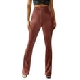 thumbnail image 2 of Shuttle tree Women's Velvet Elastic Waist Flare Pants Wide Leg Palazzo Long Trousers Bell Bottoms, 2 of 6