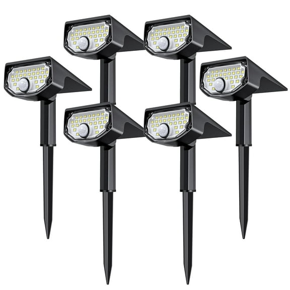 6-Pack Solar Motion Sensor Spot Lights Outdoor, IP68 Waterproof 40,000+ Hrs LED Landscape Lighting with 3 Modes for Yard, Garden