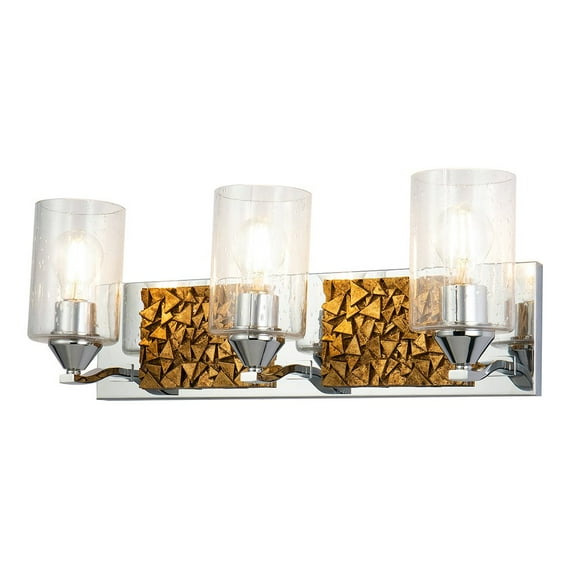 Lucas McKearn Arcadia 3-light Metal Bath Vanity Light in Polished Chrome/Gold