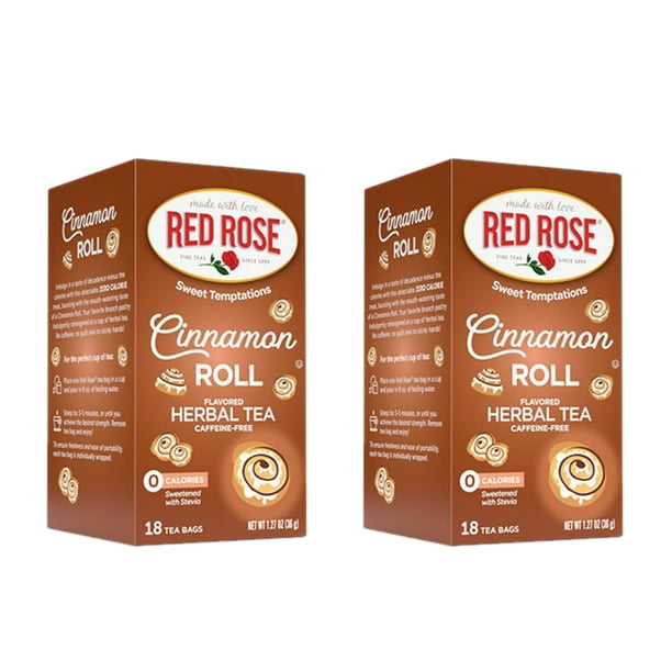 Red Rose Sweet Temptations Cinnamon Roll Herbal Tea Caffeine Free (Pack