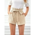 thumbnail image 5 of Women's Summer Paperbag Waist Solid Belted Shorts with Pockets, 5 of 6