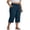 #022-Blue, variant on Plus Size Capri Pants for Women Casual Solid Color Elastic Waist Wide Leg with Pockets
