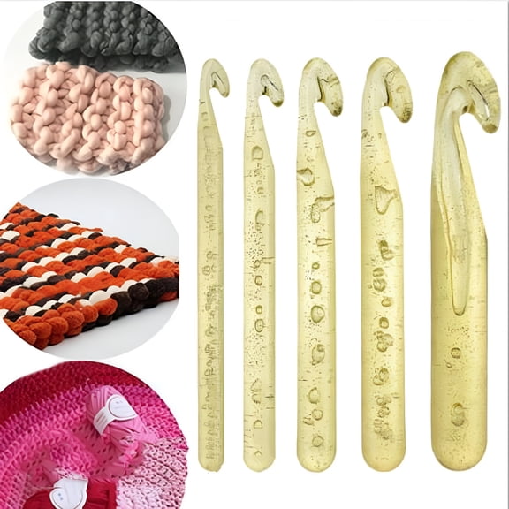 TUWAFE Chunky Crystal Crochet Hook 25mm, Large ABS Plastic Knitting Needle for Bulky Yarn, Smooth Ergonomic Craft Tool