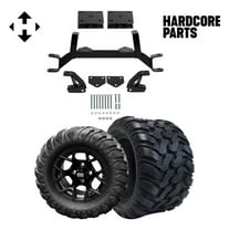 Hardcore Parts 4" Drop Axle Lift Kit for EZGO TXT/PDS (1994.5-2001.5) Gas Golf Cart with 12" Black 'Rally' Wheels and 22"x11"-12" DOT rated Mud-Terrain/All-Terrain tires