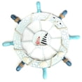 thumbnail image 1 of Miangastore Nautical Wall Decor Bird Boat Fish Design Wooden Multi Color Home Accent 8 Spokes Blue White, 1 of 8