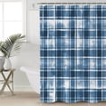 thumbnail image 4 of Waterproof Shower Curtain, Blue Checkered Polyester Fabric Bathroom Curtains with 12 Hooks, 66" W x 72" H, Vintage Watercolor Blue Plaid Quick-Drying Bathtub Curtain, 4 of 6