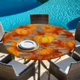 thumbnail image 6 of Orange Fall Round Tablecloth, Fitted Table Cover with Elastic for 45"-54" Round Tables, Pumpkins Thanksgiving Maple Leaf Table Cloth Outdoor Indoor Dinning Party Waterproof Tablecloths, 6 of 7