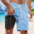 thumbnail image 1 of WILLBEST Pantalones Cortos Casuales de Verano para Hombre, Pantalones Cortos de Playa con Doble Capa Interior y Estampado de Moda con Bolsillo, 1 of 3