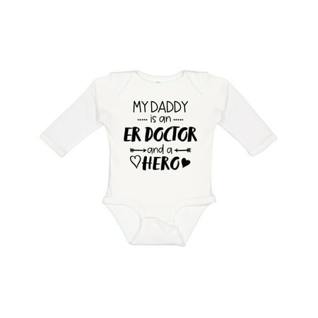 

Inktastic My Daddy is an ER Doctor and a Hero Gift Baby Boy or Baby Girl Long Sleeve Bodysuit