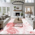 thumbnail image 3 of 5'x8' Area Rugs, Pink Floral Art Indoor Outdoor Area Rug for Living Room Bedroom, Watercolor Botanical Spring Flowers Washable Bathroom Rugs Kitchen Floor Carpet Mats Home Decor Aesthetic, 3 of 8