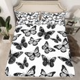 thumbnail image 2 of Homewish Bohemain Style Butterflies Bed Sheets,Boho Theme King Sheets,White Black Sheet Set For Girl Teens,Breathable Home Decor,4-Piece, 2 of 7