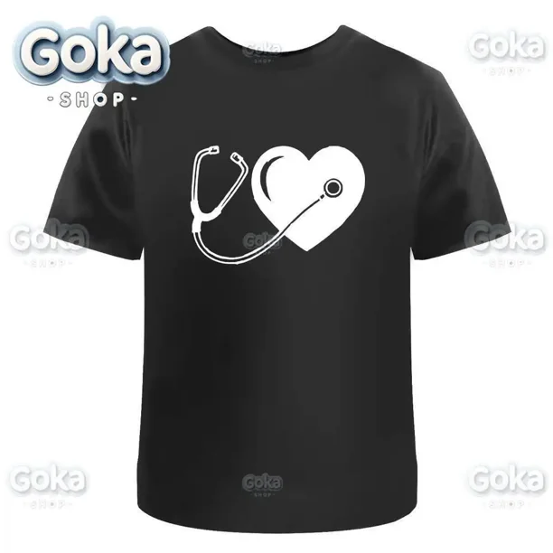Camisetas con estampado de estetoscopio y corazón ropa para hombre novedad en camisetas y camisetas de algodón para mujer Camiseta estampada Y2K ropa bonita y divertida