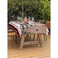 thumbnail image 2 of Outdoor Tablecloth with Umbrella Hole and Zipper, Christmas Snowman Rectangle Table Cloth 60x102 Inch Waterproof Tablecloth, Vintage Xmas Tree Snowflake Picnic Table Cover for Patio Camping, 2 of 7